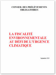 La fiscalité environnementale au défi de l'urgence climatique - Conseil des prélèvements obligatoires, septembre 2019