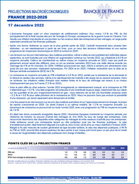 Projections macroéconomiques France 2022-2025 Banque de France 17 décembre 2022