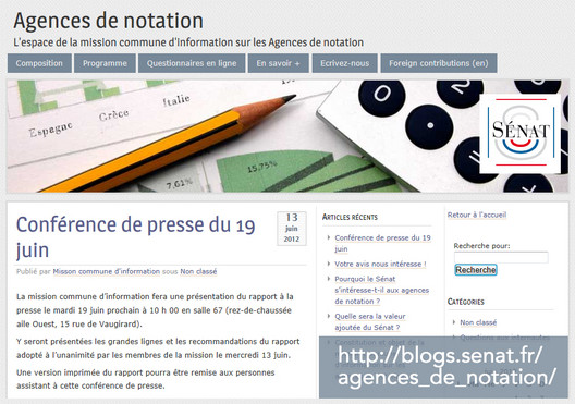 Page d'accueil de blogs.senat.fr/agences_de_notation