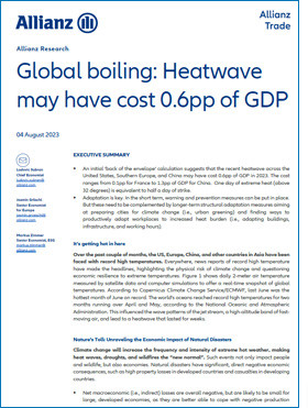 Global boiling: Heatwave may have cost 0.6pp of GDP (Allianz, 08/2023)