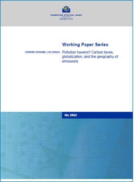 Couverture de : Pollution havens? Carbon taxes, globalization, and the geography of emissions, Christofer Schroeder, Livio Stracca, European Central Bank, Working Paper Series, No 2862, nov. 2023