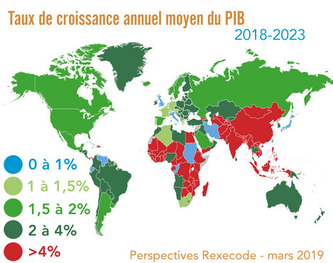 Croissance PIB prévisions Rexecode 2019-2023 (carte)