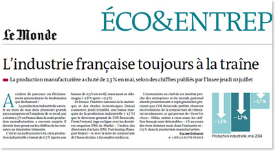 Une Le Monde Eco 11 juillet 2014