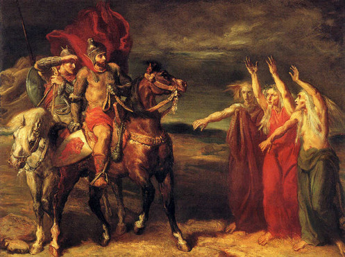 Théodore Chassériau (1819-1856) Macbeth and Banquo meeting the witches on the heath (1855) Musée d'Orsay source : commons.wikimedia.org
