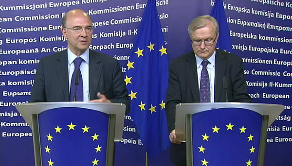 Point Presse, Pierre Moscovici, Olli Rehn 4 juin 2012 - capture écran (Vidéo, Commission Européenne)