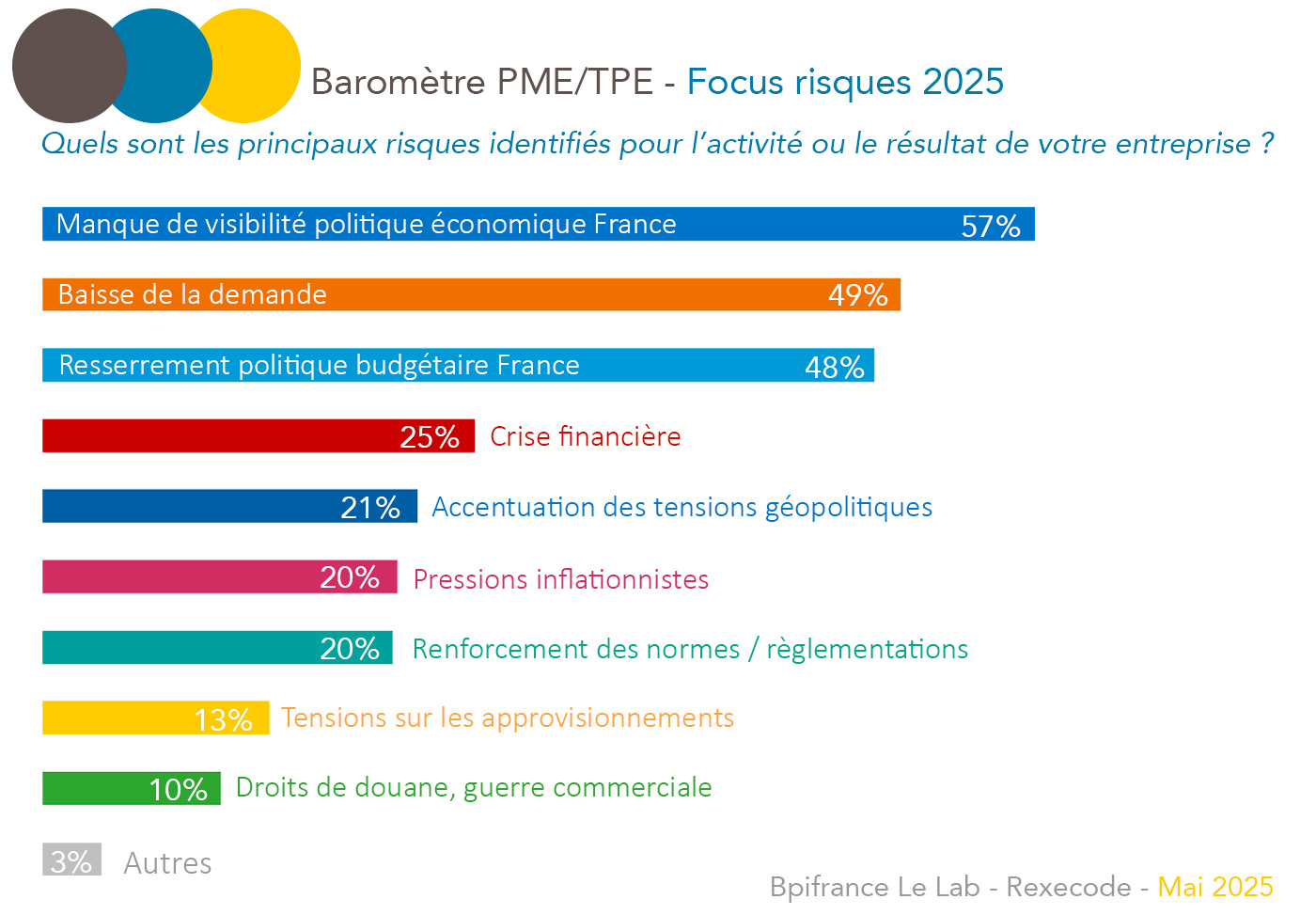 Enquête PME bpifrance/Rexecode risques 2025 (mai 2025) graphique Rexecode