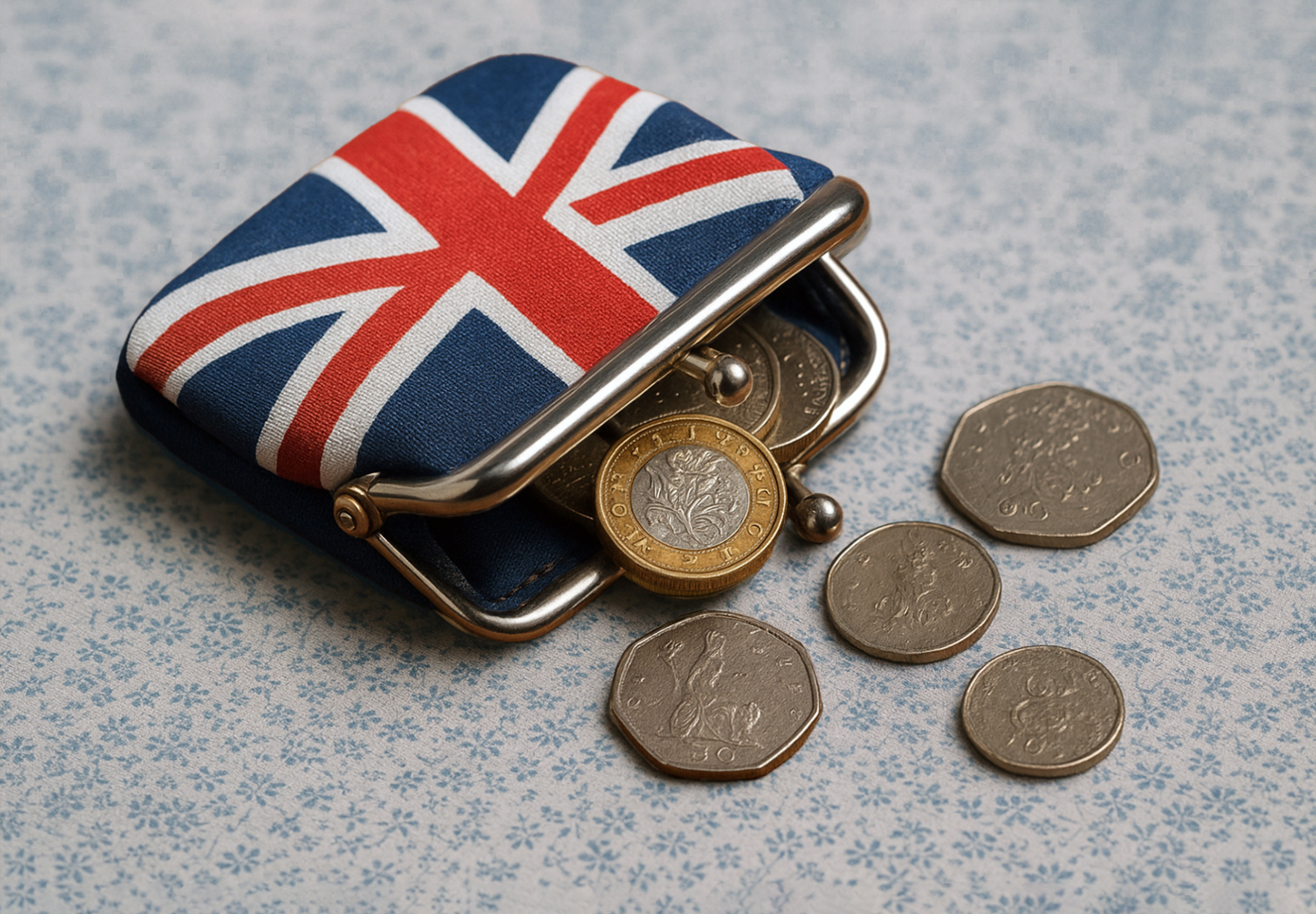 Porte-monnaie union Jack, image générée par IA (ChaGPT)