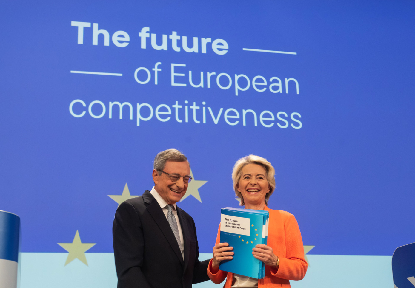 Conférence de presse d'Ursula von der Leyen et Mario Draghi sur le rapport sur l’avenir de la compétitivité de l’Union européenne (9/9/2024), Photo European Union, 2024 (Photographe: Aurore Martignoni)