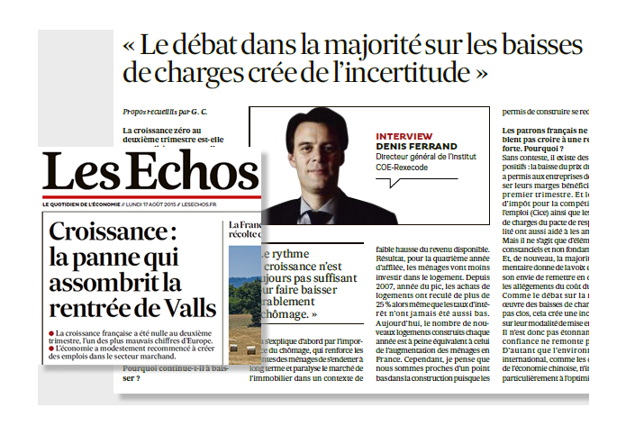 Les Echos "Une" 17/08/2015
