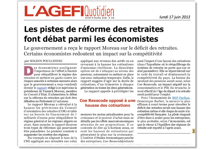 Article Agefi retraites juin 2013