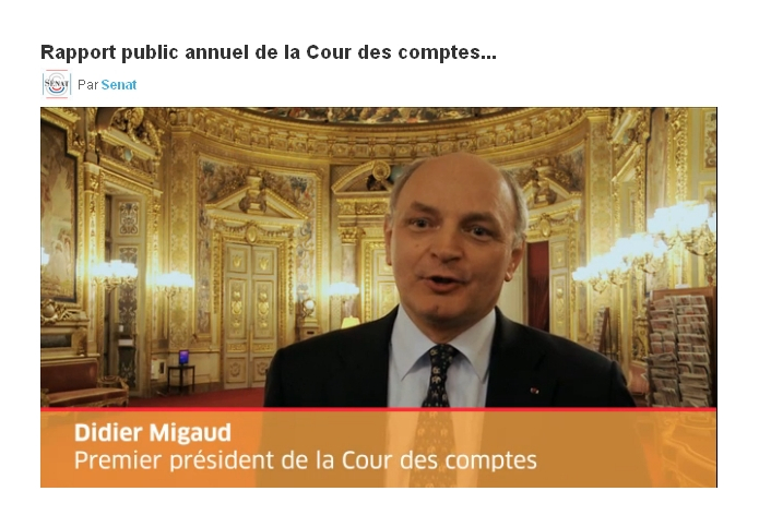 Public Sénat. Didier Migaud présente le rapport de la Cour des Comptes 2012