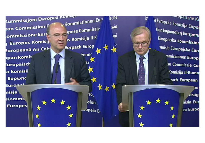 Point Presse, Pierre Moscovici, Olli Rehn 4 juin 2012 - capture écran (Vidéo, Commission Européenne)