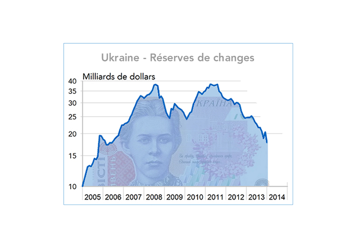 Ukraine - Réserves de changes 2005-2013 (graphique)