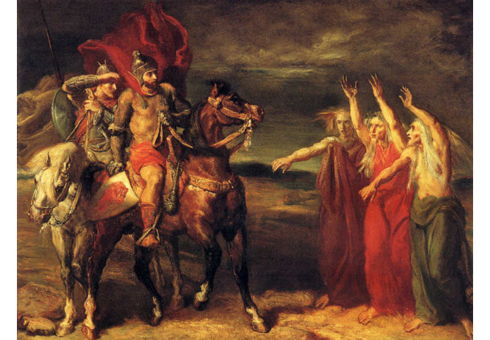 Théodore Chassériau (1819-1856) Macbeth and Banquo meeting the witches on the heath (1855) Musée d'Orsay source : commons.wikimedia.org