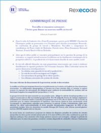 Communiqué de presse - Institut de l'entreprise / Rexecode - Travailler et rémunérer autrement : 7 leviers pour donner un nouveau souffle au travail (29 août 2025)